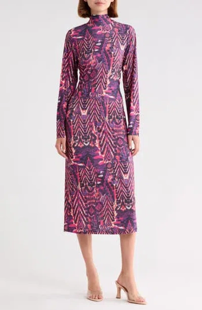 Area Stars Long Sleeve Midi Dress In Multi