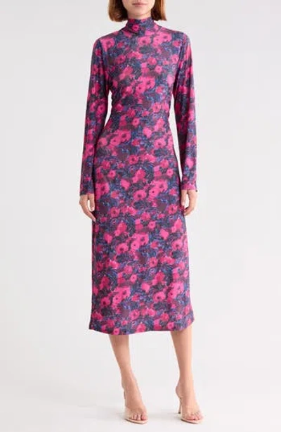 Area Stars Long Sleeve Midi Dress In Pink