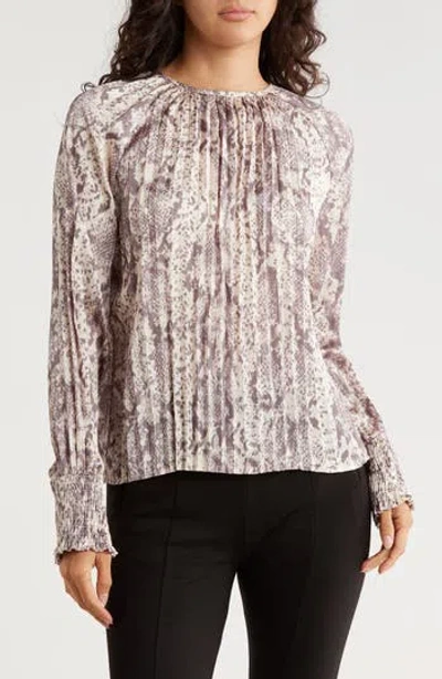 Area Stars Long Sleeve Snake Print Top In Neutral