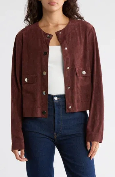 Area Stars Marissa Faux Suede Crop Jacket In Brown
