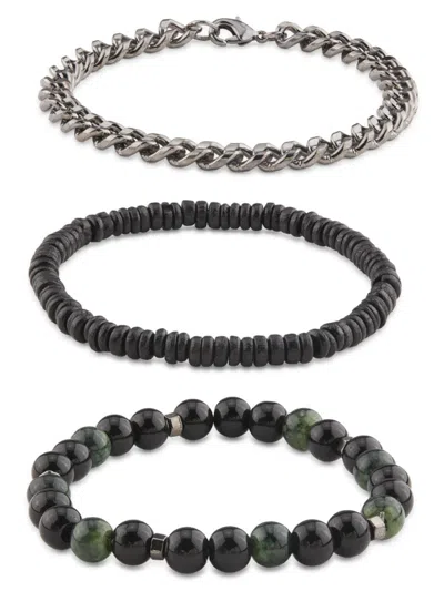 Area Stars Men's 3-piece Chain & Beaded Stretch Bracelet Set In Brown