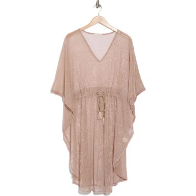 Area Stars Metallic Drawstring Waist Poncho In Brown