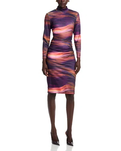 Area Stars Mock Neck Jersey Dress In Pink