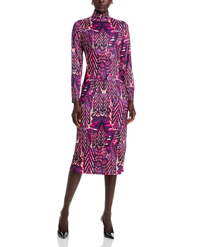 Area Stars Mock Neck Midi Dress In Multi