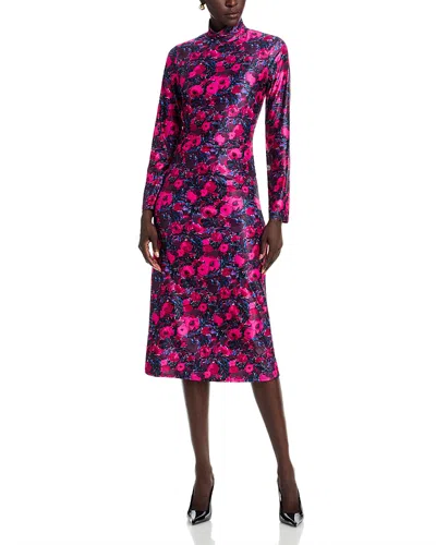 Area Stars Mock Neck Midi Dress In Multi