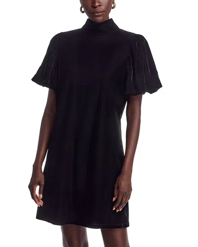 Area Stars Mock Neck Velvet Dress In Black