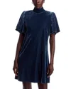 Area Stars Mock Neck Velvet Dress In Blue