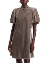 Area Stars Mock Neck Velvet Dress In Gray