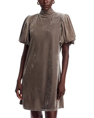 Area Stars Mock Neck Velvet Dress In Gray