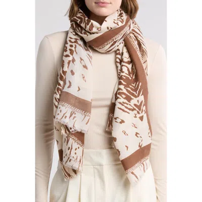 Area Stars Multi Animal Print Scarf In Brown