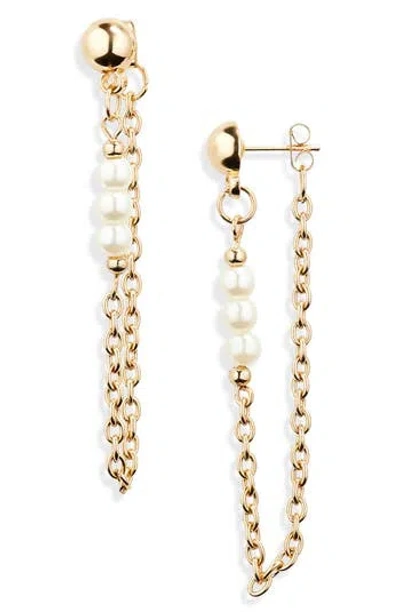 Area Stars Natural Pearl Threader Earrings In Gold