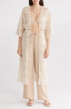 Area Stars Open Knit Cardigan Duster In White