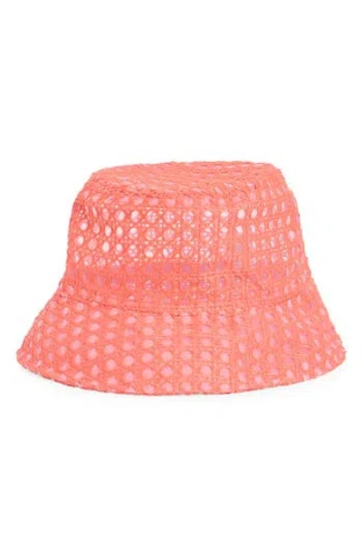 Area Stars Open Knit Mesh Bucket Hat In Pink