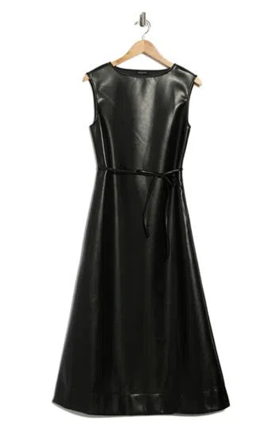 AREA STARS AREA STARS ORLA SLEEVELESS FAUX LEATHER A-LINE DRESS