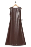 Area Stars Orla Sleeveless Faux Leather A-line Dress In Brown