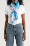 Area Stars Palm Leaf Scarf In Blue