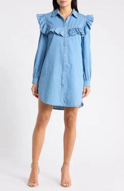 Area Stars Parker Denim Shirtdress In Light Denim