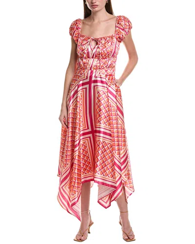 Area Stars Pink Org Midi Dress In Multi