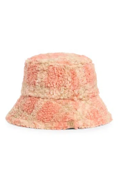 Area Stars Plaid Faux Shearling Bucket Hat In Orange