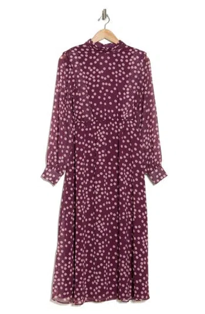 Area Stars Polka Dot Long Sleeve Chiffon Dress In Multi