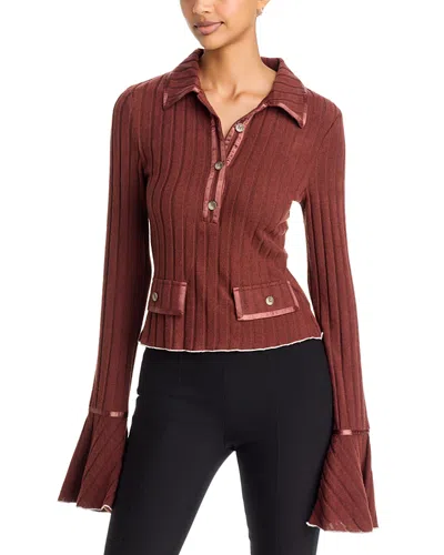 Area Stars Remi Ribbed Button Placket Top In Multi