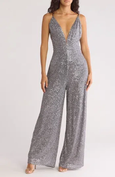 Area Stars Ria Sequin Jumpsuit In Silver