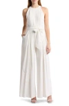 Area Stars Ronson Pleated Halter Neck Wide Leg Jumpsuit In White