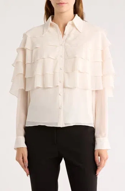 Area Stars Ruffle Long Sleeve Top In Pink