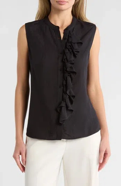 Area Stars Ruffle Sleeve Linen Top In Black