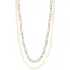 Area Stars Set Of 2 Imitation Pearl & Curb Chain Necklaces In Multi Ivory/gold