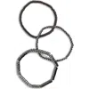 Area Stars Set Of 3 Beaded Stretch Bracelets In Black