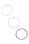 Area Stars Set Of 3 Slim Chain Bracelets In Silver/black