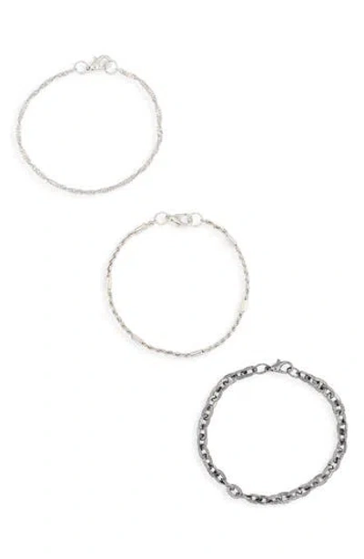 Area Stars Set Of 3 Slim Chain Bracelets In Silver/black