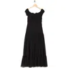 Area Stars Shirred Maxi Dress In Black