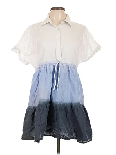 Pre-owned Area Stars Short Sleeve Top Blue Collared Neckline Tops