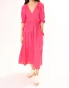 Area Stars Side Tie Midi Dress In Fuchsia In Pink