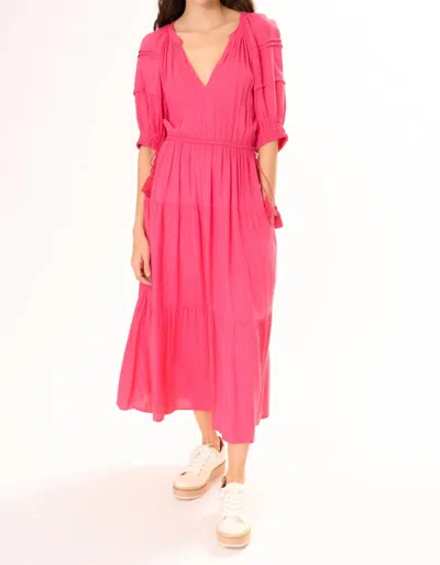 Area Stars Side Tie Midi Dress In Fuchsia In Pink