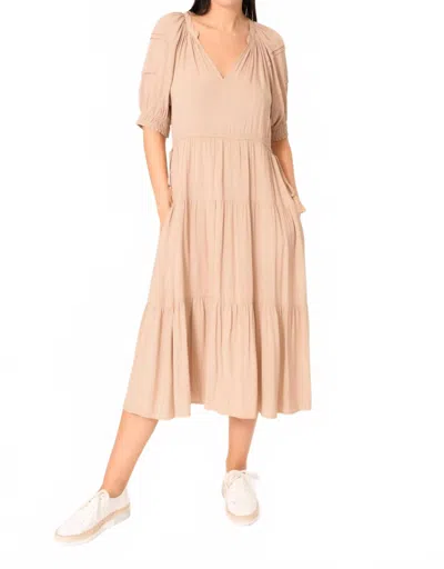 Area Stars Side Tie Midi Dress In Tan In Neutral