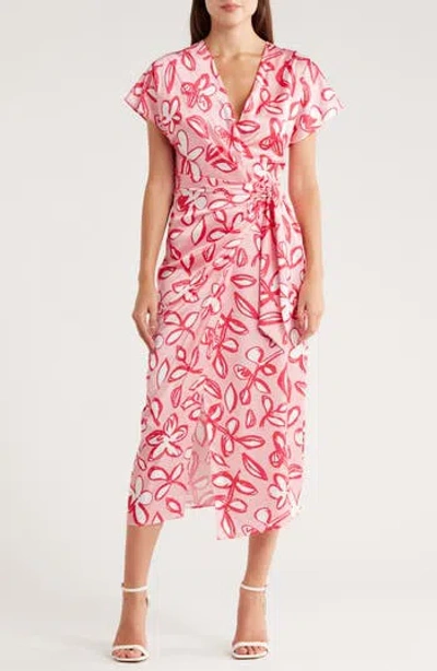 Area Stars Side Tie Midi Dress In Multi