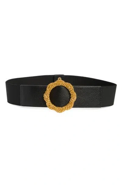 Area Stars Siena Buckle Stretch Faux Leather Belt In Black