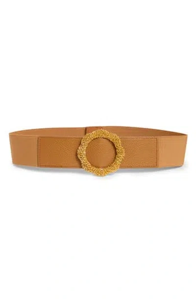 Area Stars Siena Buckle Stretch Faux Leather Belt In Brown