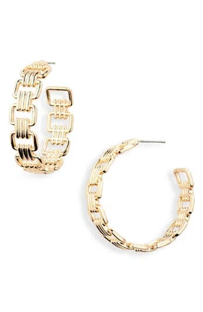 Area Stars Square Lock Hoop Earrings In Gold