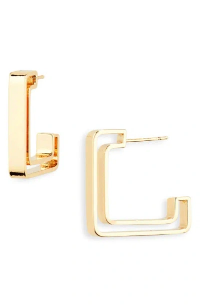 Area Stars Square Outline Hoop Earrings In Gold