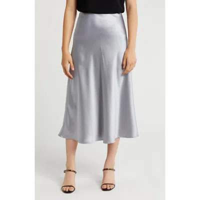 Area Stars Stella Satin Midi Skirt In Silver