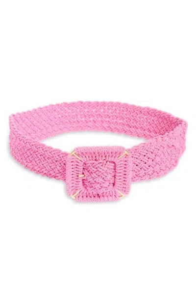 Area Stars Stretch Braided Buckle Belt In Pink