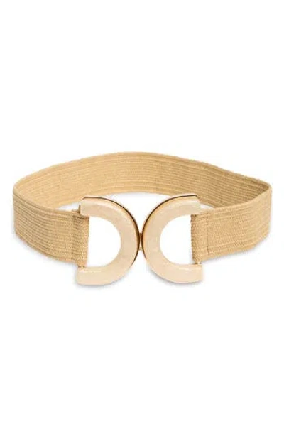 Area Stars Stretch Woven Chunky Buckle Belt In Gold