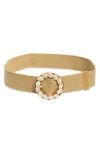 Area Stars Stretch Woven Seashell Buckle Belt In Gold