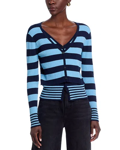 Area Stars Stripe Long Sleeve Knit Top In Blue