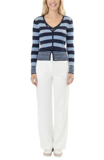 Area Stars Striped Long Sleeve Knit Top In Blue