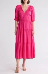 Area Stars Tassel Tie Midi Dress In Pink